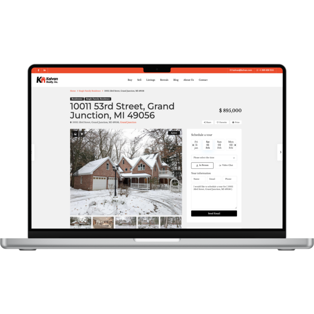 Kalvan Realty landing page for marketing your property that you want to sell in SouthWest Michigan.